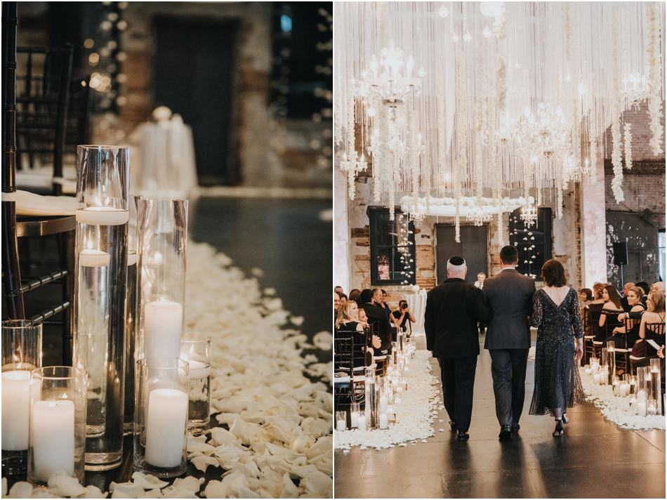 Aria Wedding in Minneapolis, MN with hanging chandeliers and flowers