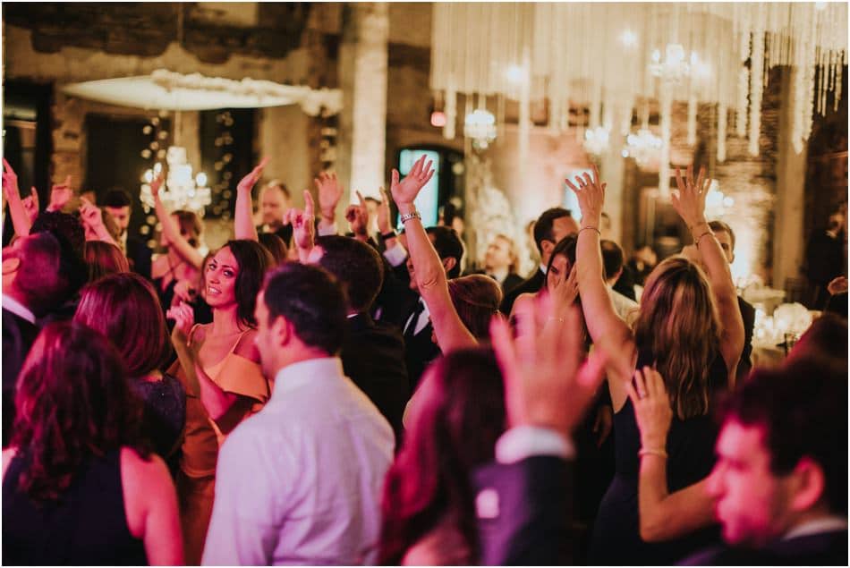 Aria Wedding in Minneapolis, MN with hanging chandeliers and flowers