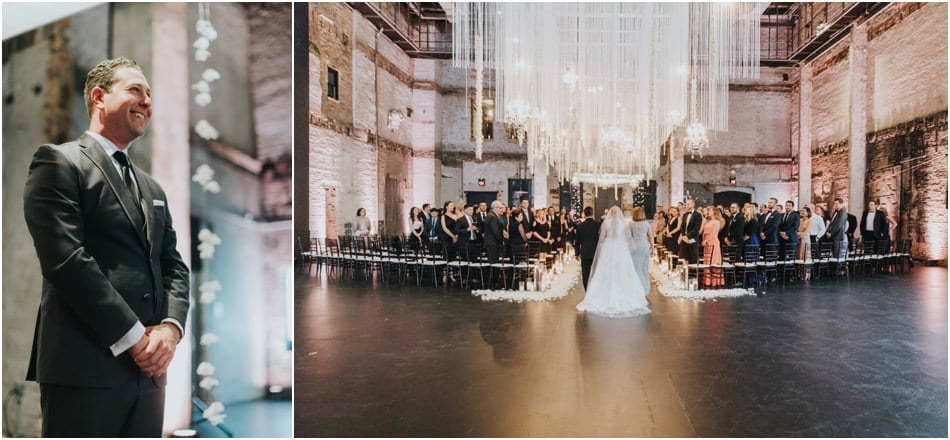 Aria Wedding in Minneapolis, MN with hanging chandeliers and flowers