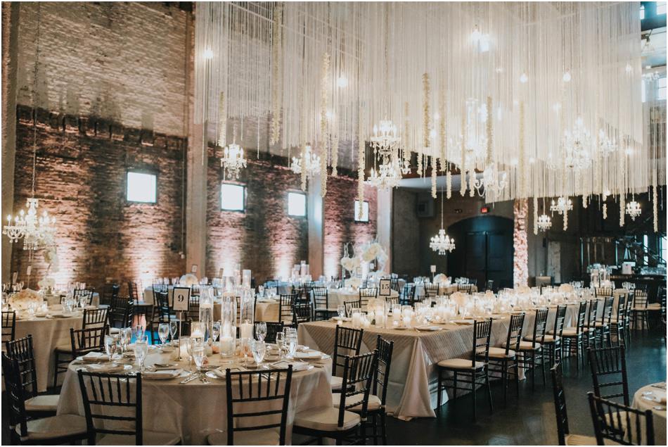 Aria Wedding in Minneapolis, MN with hanging chandeliers and flowers