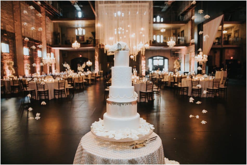 Aria Wedding in Minneapolis, MN with hanging chandeliers and flowers