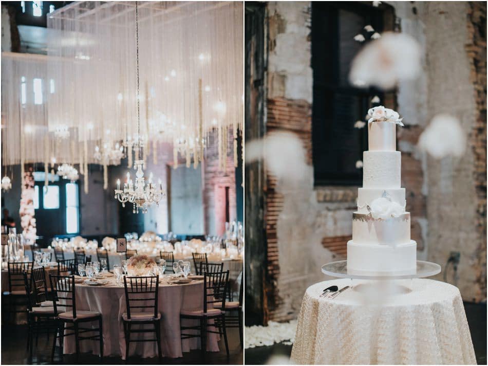 Aria Wedding in Minneapolis, MN with hanging chandeliers and flowers