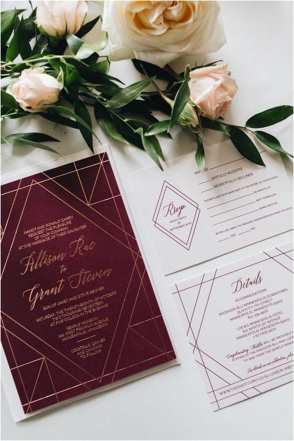 Burgandy and Gold Semple Mansion Wedding - Ceremony and Reception in Minneapolis, MN