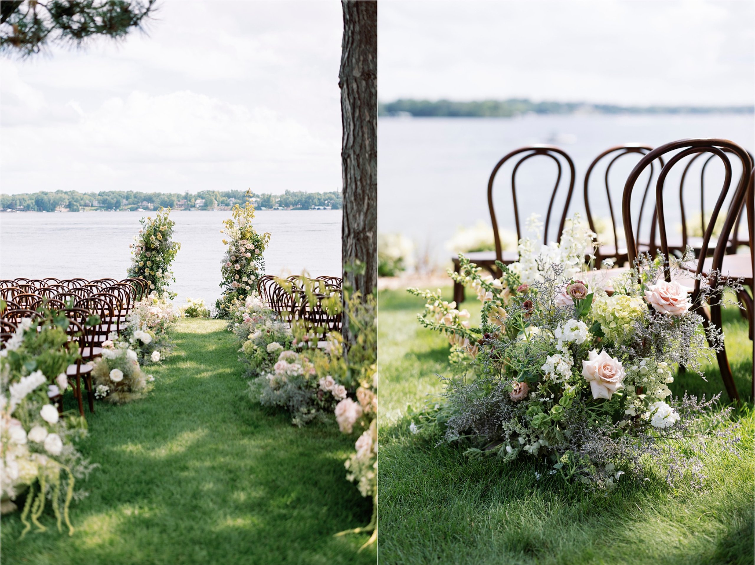 lake-minnetonka-summer-wedding-ceremony-aisle-flowers